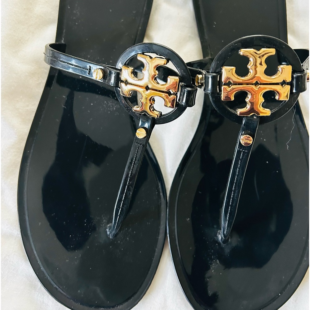 Tory Burch Mini Miller Black Jelly Thong Sandals- Size 9